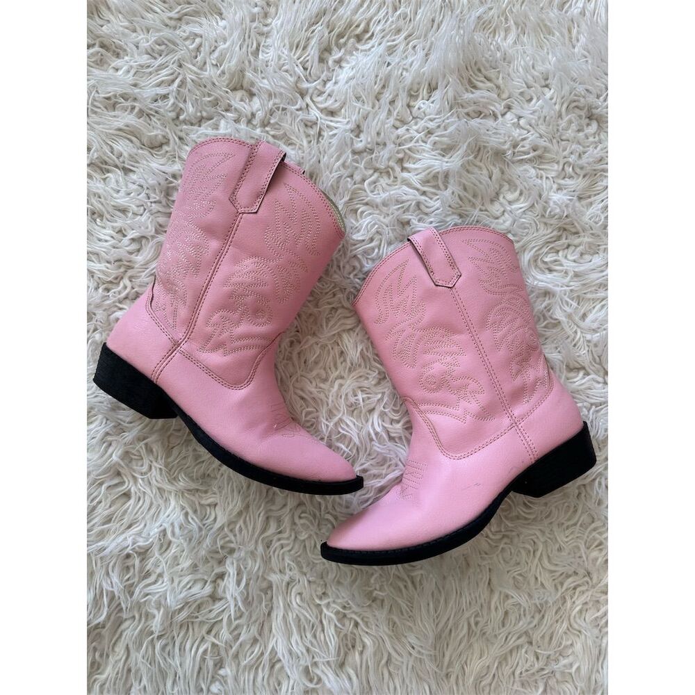 Adorable Girls Pink Cowboy Boots Size 3 Deer Stags Western Preppy Cute Costume
